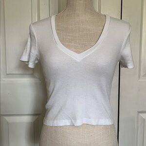 Brandy Melville White Ribbed Knit Top